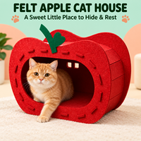 Maison pour chat en feutre en forme de pomme, lit cachette d'intérieur pour chat avec entrée large, couleur personnalisée, mobilier pour animaux de compagnie en gros