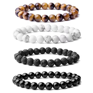 Pulsera de Piedras Semipreciosas Naturales para Hombre, Turquesa, Ojo de Tigre, Obsidiana, Cristal Negro Volcánico, Joyería de Moda - Product Image 6