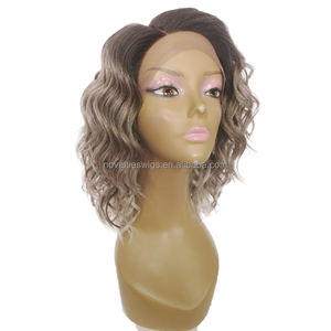 Nouveautés Perruques <span class=keywords><strong>Cheveux</strong></span> Mélangés de Fabricant Perruques Ondulées Courtes Grande Bouclée avec Dentelle Frontale de 14 Pouces <span class=keywords><strong>Cheveux</strong></span> Aligné Cuticule - Product Image 2