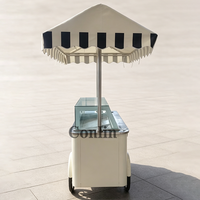 Chariot à gelato italien à pousser à la main, kiosque à crème glacée pour l'extérieur, à vendre