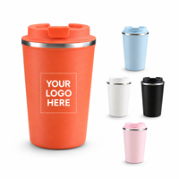Mug de voyage en acier inoxydable avec logo personnalisé, 380 ml, intérieur en céramique, gobelet isotherme à double paroi de haute qualité, tasse à café réutilisable