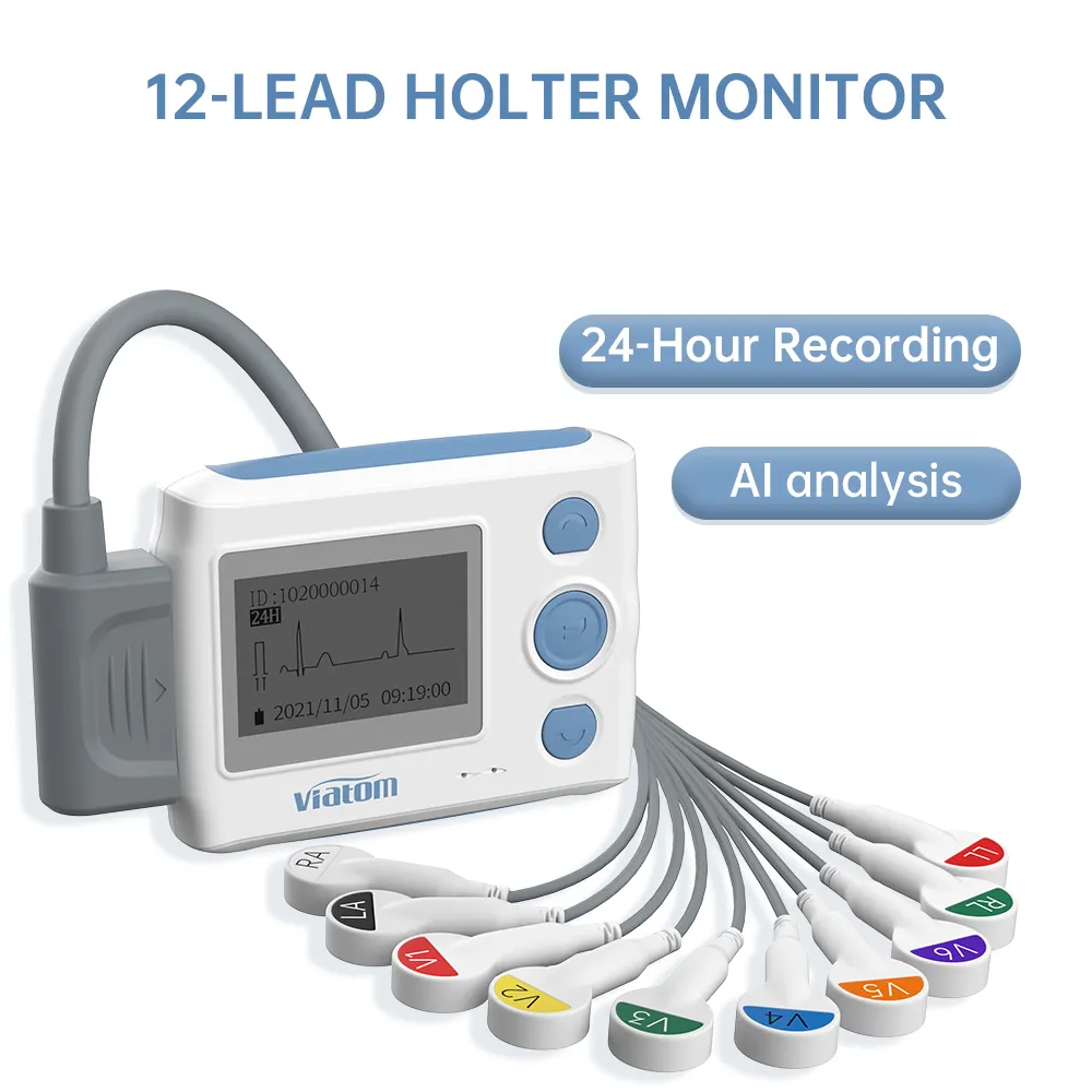 Viatom Th12 Mesin Kabel Ekg 12 Saluran, Perekam Monitor Holter Mini Portabel 12 Lead Cardioline Mesin Ecg Elektrokardiograf