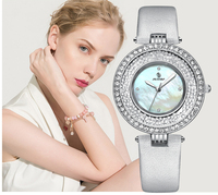 Montre pour femme au design unique, mouvement à quartz SEIKO, couleur blanche, bracelet en cuir, boîtier en alliage, cadran en verre