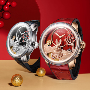 นาฬิกาข้อมืออัตโนมัติ Lucky Harvey รุ่น Red Rabbit/Silver Rabbit หน้าปัดแซฟไฟร์คริสตัล กันน้ำ 3 บาร์ รุ่น ZLS201 - Product Image 1