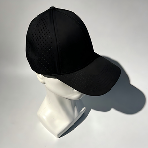 Casquette de baseball sportive 5 panneaux personnalisée de haute qualité en gros, casquette de golf en polyester avec trous découpés au laser et logo en patch de caoutchouc, conception OEM G - Product Image 4