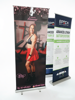 Support de bannière enroulable en aluminium avec impression numérique personnalisée, présentoir publicitaire rétractable pour salons professionnels et événements commerciaux