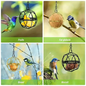 Ensemble <span class=keywords><strong>de</strong></span> mangeoires à oiseaux suspendues en métal, mangeoires à boules <span class=keywords><strong>de</strong></span> graisse résistantes aux intempéries pour oiseaux sauvages, idéales pour la décoration extérieure du jardin, <span class=keywords><strong>de</strong></span> la cour et du patio - Product Image 2