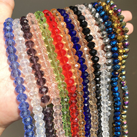 Perles entretoises rondes en verre cristal facetté noir/blanc/rouge/rose de 4mm-12mm en gros pour la fabrication de bijoux DIY