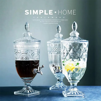 Distributeur de jus et de boissons en verre cristal sans plomb de haute qualité 2L avec robinet pour cuisine et mariage