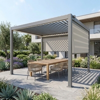Pergola en acier Q235 avec cadre en aluminium et stores enrouleurs extérieurs pour villa, patio, jardin, protection solaire