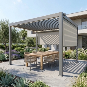 Pergola en acier Q235 avec cadre en aluminium et stores enrouleurs extérieurs pour villa, patio, jardin, protection solaire - Product Image 1