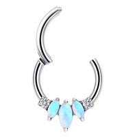 Piercing Clicker pour le nez en Titane ASTM F136 plaqué or, style Punk, avec Opale sertie griffe, Eternal Metal, pour mariages