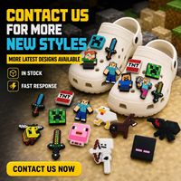Prêt à expédier – Breloques Croc en PVC souple de qualité supérieure, thème jeu pixel 8 bits (personnage, épée, bloc TNT, monstre), pour décoration de chaussures
