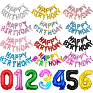 16/32/40Inch Mylar Surat Nomor Balon Globos Selamat Ulang Tahun Balon Foil Set Perlengkapan Pesta Mainan Anak-anak Bayi Ballon