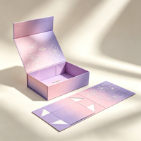 Boîte d'emballage rigide personnalisée avec logo dégradé rose et violet, élégante boîte cadeau pliable magnétique pour kit de soins de la peau