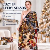 Couverture en flanelle polaire de Noël, motif Poinsettia et pain d'épices, douce et chaude, pour la maison, décoration de vacances personnalisée, vente en gros