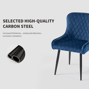 Luxe Blauwe Fluwelen Gestoffeerde Accentstoel Eetkamerstoel Voor Restaurant Keukenmeubilair Binnenshuis Koffieshop Vrijetijdsstoel - Product Image 5