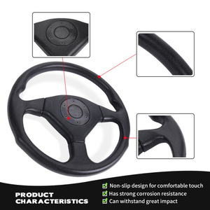 Racing Steering <b>Wheel</b> 14 Inch Pu Black 3 <b>Spokes</b> General Purpose Type - Product Image 4