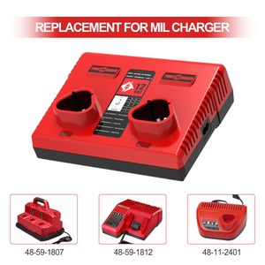 Cargador de Batería de Doble Puerto de 12V Compatible con Baterías de Litio Milwaukee de 12V, Cargador Rápido Portátil para Herramientas Eléctricas - Product Image 4