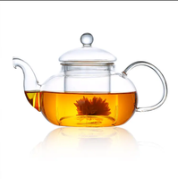 Teko kaca tahan panas, teko teh dengan saringan Pot bunga kaca teh dengan Infuser 400ml 600ml 800ml 1000ml