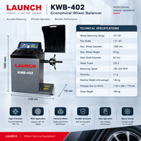 Équilibreuse de roues LAUNCH KWB-402 10"-30" numérique, machine d'équilibrage de pneus avec précision de ±1g pour garage automobile et atelier de pneus