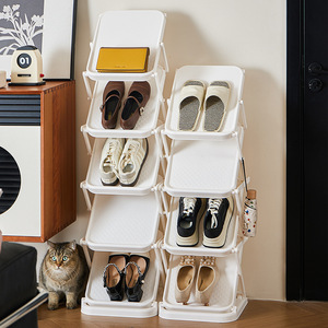 Folding <b>Shoe</b> <b>Rack</b> White 5 Tier Narrow Design For Home Bedroom Dormitory <b>Storage</b> Organizer - Product Image 2