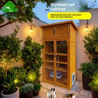 Maison pour chat en bois massif, moderne et minimaliste, pour extérieur, résistante à la pluie et au soleil, ventilée, isolée, avec rangement intégré
