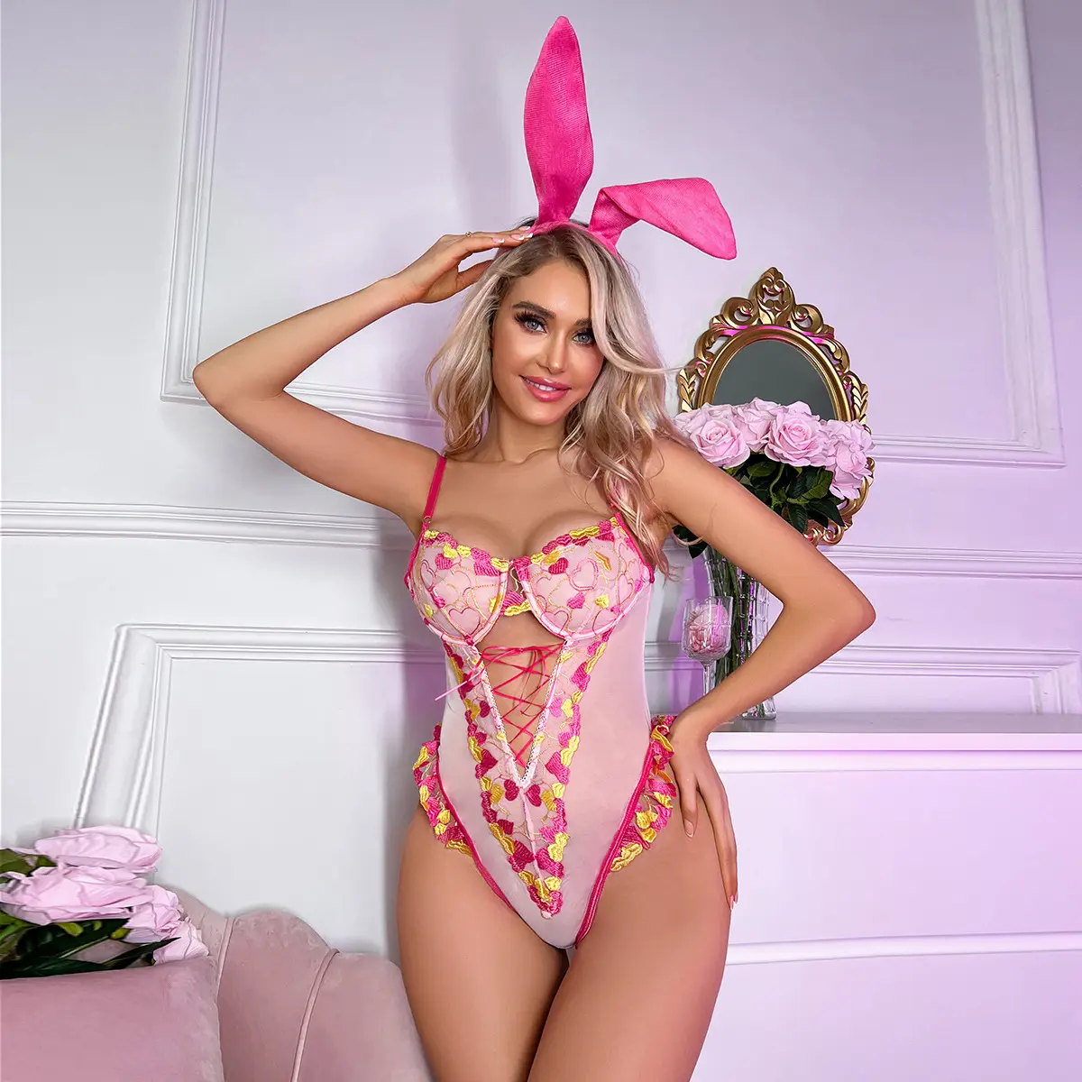 Hot Erotic Women Bunny Girl Sexy Teddy Costume Womens Sexy Nightclub Dancing Bodysuit One Piece Sets Lingerie