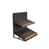 Compacte 2-laags metalen houten groentepresentatiestandaard, hoge draagkracht, vrijstaand, snelle installatie, supermarkt groentepresentatie