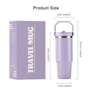 Logo personnalisé 30 oz gobelet double paroi en acier inoxydable isolé sous vide tasse à café 30 oz voyage voiture tasses avec poignée et couvercle - Product Image 4