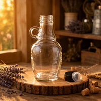 Bouteille en verre de style californien avec poignée simple, 1L 5L, bouteille en verre avec bouchon à vis pour le stockage du vin, des spiritueux, du kombucha