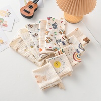Serviette Triangle en Coton Serviette de Bain Douce pour Bébé avec Petit Mouchoir Carré en Gaze pour Enfant Classe de Serviette Tissée à la Broche