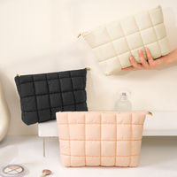 Sac cosmétique à grille à bulles de grande capacité, organiseur de voyage, trousse de maquillage avec fermeture éclair lisse