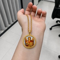 Peinture orthodoxe de l'archange Michel sur coquille de nacre, pendentif lumineux, image personnalisée disponible, livraison rapide