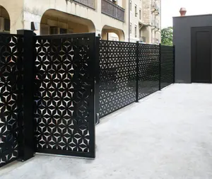 Laser Cut Artificial Gate Perforated Metal Sheet Black Profile Aluminium Fence Panels Small Fences for Gardens