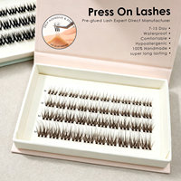Extensions de cils à presser avec bande courbée, effet wispy, imperméables, taille personnalisée, pré-collées, en bande, vente en gros, boîte acrylique, Europe, Royaume-Uni, France