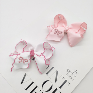 Fermaglio per capelli in gros grain personalizzato all'ingrosso rosa blu Moonstich nastro carino ricamo farfalla per la festa dei bambini della scuola - Product Image 6