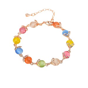 <span class=keywords><strong>Bracciale</strong></span> in ferro con pietra occhio di gatto colorata, gioiello da donna con <span class=keywords><strong>volpe</strong></span> e piccoli animali, accessorio etnico minimalista in oro rosa, regalo di compleanno - Product Image 5