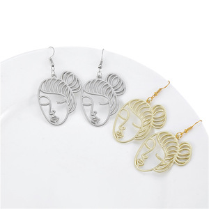 Colgante <span class=keywords><strong>de</strong></span> aleación con pintura en aerosol para mujer, Charms <span class=keywords><strong>de</strong></span> cara <span class=keywords><strong>de</strong></span> belleza para hacer pendientes, joyería, suministros, W195 - Product Image 3