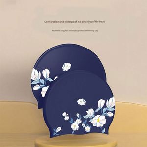 Eco-Friendly Customized Logo Silicone Swim Cap Fashion Print Durable Non-Slip Waterproof Pouch Classical <b>Bath</b> Toilet Supplies - Product Image 4