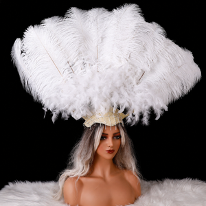 Coiffe à pampilles en plumes d'autruche pour spectacles de burlesque, cabarets, événements de samba, performances de showgirls de Vegas, célébrations du Mardi Gras - Product Image 6