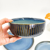 Vaisselle Japonaise en Porcelaine Bleue, Bol, Cuillère, Soucoupe, Assiette, Vaisselle, Batterie de Cuisine en Céramique, Vente en Gros
