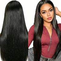Perruques longues en cheveux humains naturels, lisses, soyeuses, Yaki, Kinky, Lace Front