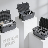 Valise de Transport Rigide en Plastique à Roulettes, Poignée Rétractable, Mousse Alvéolée Découpable, Prix Usine, pour Rangement et Transport d'Outils