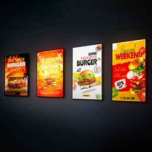 Cadre d'affichage LED en verre trempé personnalisé, ultra-fin, pour menu, affiche de film, publicité, boîte lumineuse LED pour théâtre, cinéma - Product Image 1