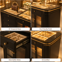 Lemari pajang perhiasan dari kayu lapis E0 dan baja tahan karat, ukuran custom, finishing cat bakar, dikirim unit lengkap, perlengkapan ritel kamar tidur