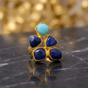 Gemstones Brand Gold Plated Rhodium Plated Stainless Steel Ring Stunning Combination Colours Gemstone Classic Design Trendy - Product Image 3