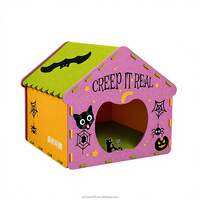 Lit pour chat en feutre chaud d'hiver pour Halloween, semi-fermé, amovible, tente confortable pour chat d'intérieur, utilisation toute saison
