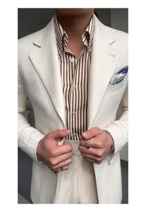 <span class=keywords><strong>Chemise</strong></span> Polo <span class=keywords><strong>Homme</strong></span> Rétro Élégante à Rayures Bulles <span class=keywords><strong>en</strong></span> <span class=keywords><strong>Coton</strong></span> Popeline <span class=keywords><strong>Gaze</strong></span>, Décontractée et Polyvalente, Anti-Boulochage - Product Image 3