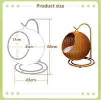 Panier suspendu pour chat en osier lavable, lit surélevé pour animaux de compagnie, maison-caverne moderne en rotin, chaise suspendue pour chat pour petits chiens et chatons